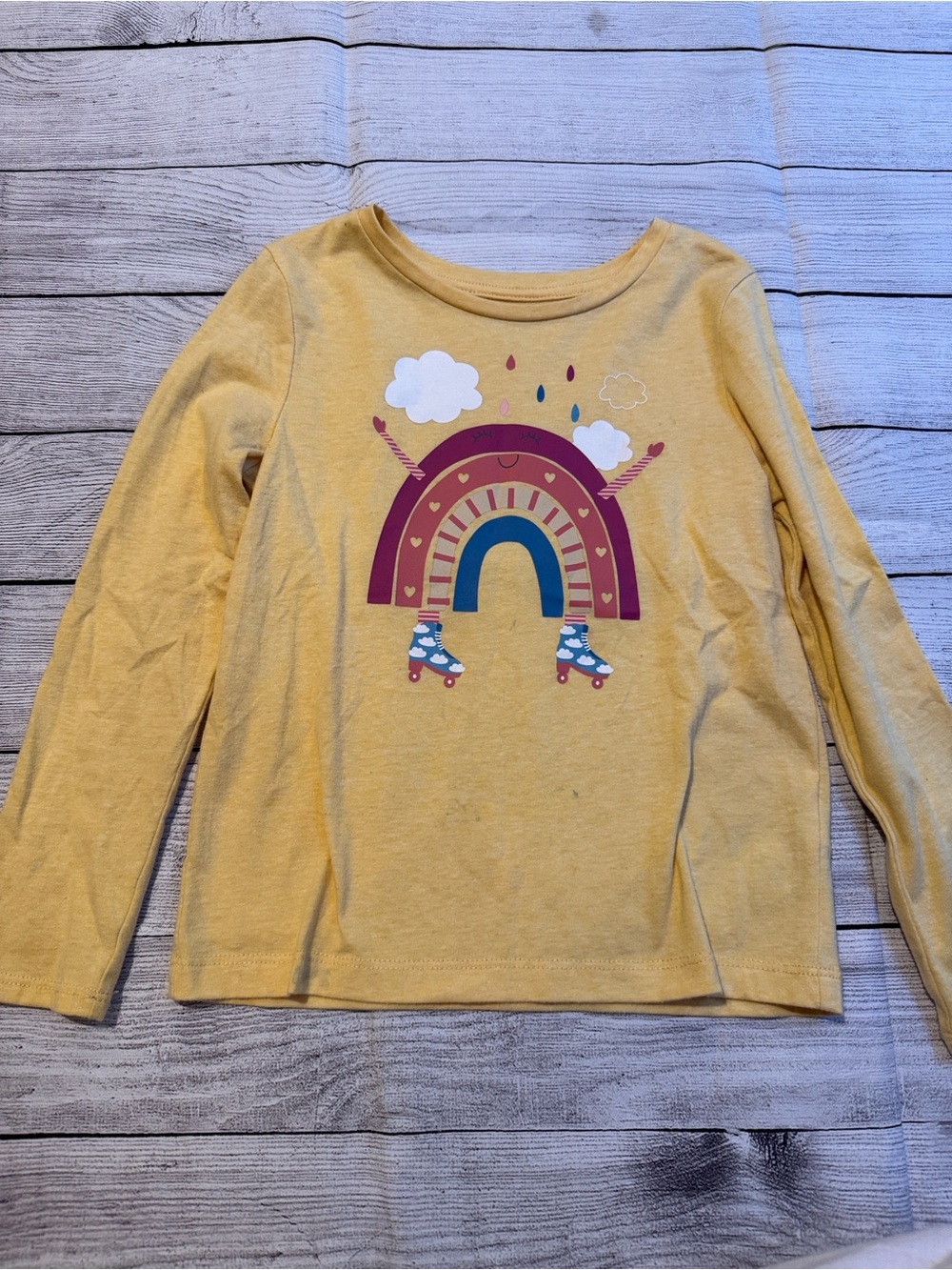 365 Kids Yellow Rainbow Roller Long Sleeve Shirt size Small